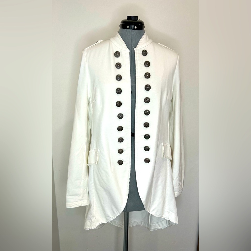Elegant White Military-Style Women's Coat